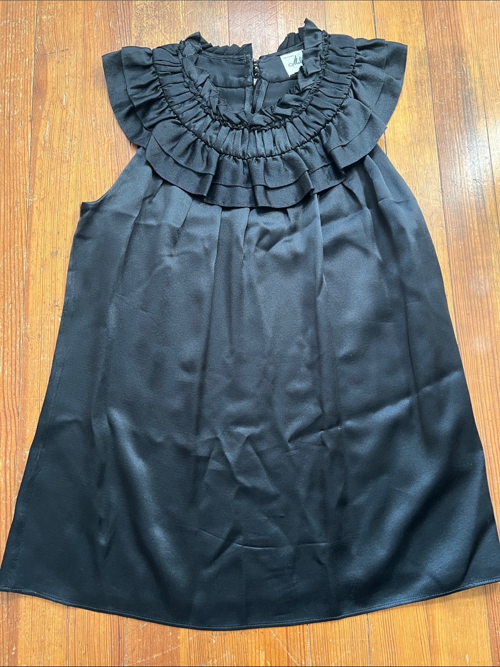 Milly Black Ruffled Silk-Blend Sleeveless Blouse